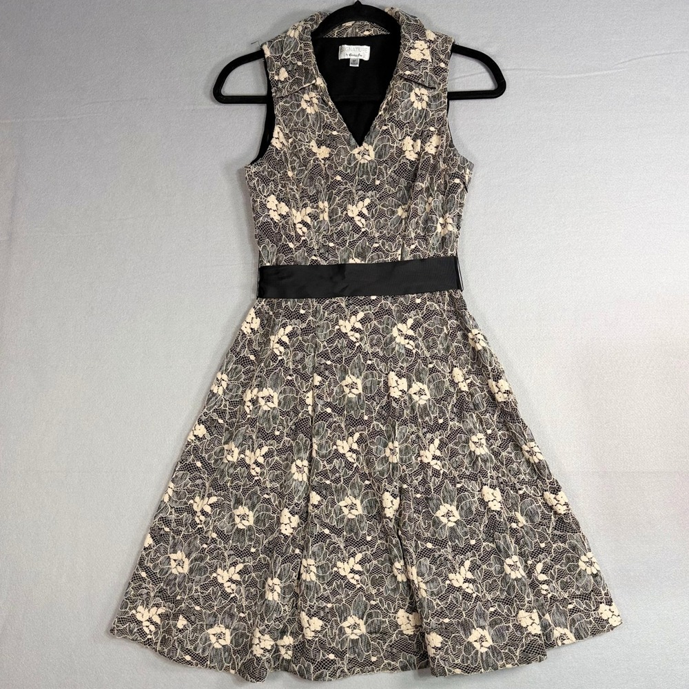 Signature by Robbie Bee Lace Fit & Flare Dress Size 6P Sleeveless Party Coquette